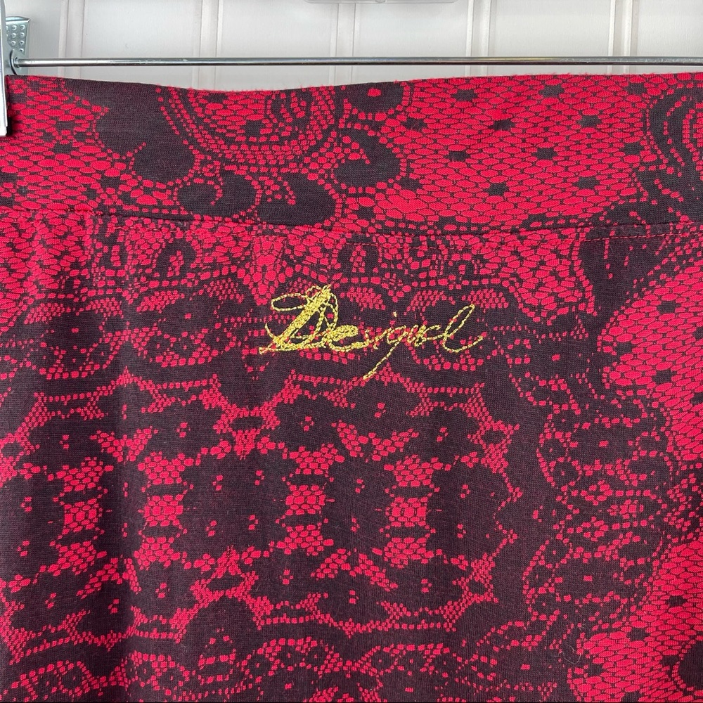 Desigual Deliney A-Line Red Lace Trim Skirt Size Small - Picture 4 of 7